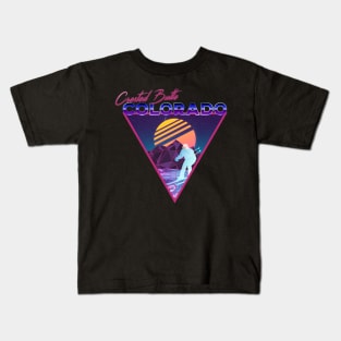 Retro Vaporwave Ski Mountain | Crested Butte Colorado | Shirts, Stickers, and More! Kids T-Shirt